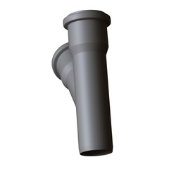 Plastic sewer pipe grey on white background, isolated. 3D rendering of excellent quality in high resolution. It can be enlarged and used as a background or texture.