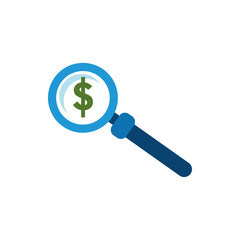 Isolated lupe and money icon flat vector design