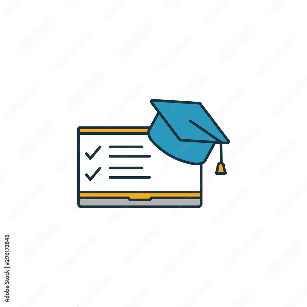Poster learning management icon set. four elements in diferent styles from content icons collection. creati