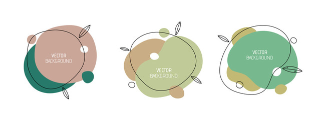 Hand drawn vector set of abstract creative backgrounds in minimal trendy style with copy space for text. Vector graphic design