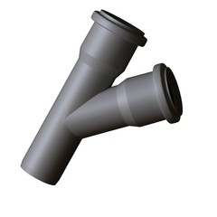 Plastic sewer pipe grey on white background, isolated. 3D rendering of excellent quality in high resolution. It can be enlarged and used as a background or texture.