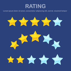 Star rating. Client feedback, customer review. Survey for marketing service. Vector flat design.
