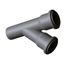 Plastic sewer pipe grey on white background, isolated. 3D rendering of excellent quality in high resolution. It can be enlarged and used as a background or texture.