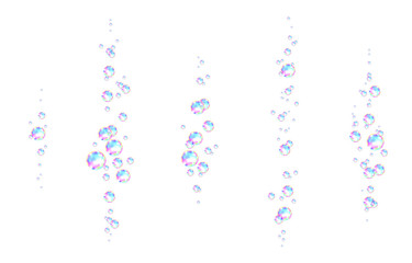 Colorful soap  bubbles with rainbow reflection.