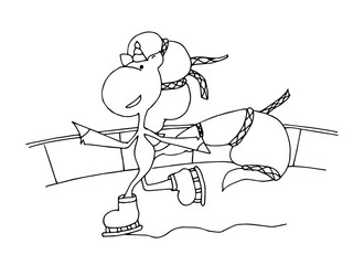 Cute fabulous unicorn with outlined for coloring book isolated on a white background. Unicorns skates.
