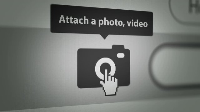 Mouse Cursor Clicking "Attach a photo" Button on Social Media Website