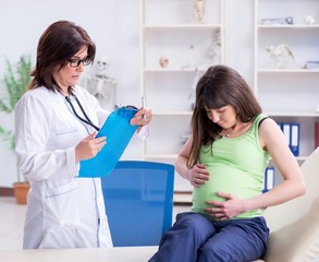 Fototapeta premium Pregnant woman visiting doctor for regular check-up