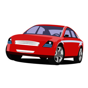 Sedan red realistic vector illustration isolated