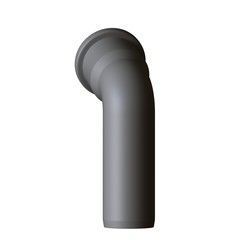 Plastic sewer pipe grey on white background, isolated. 3D rendering of excellent quality in high resolution. It can be enlarged and used as a background or texture.