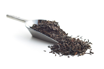 Dried black tea leaves.