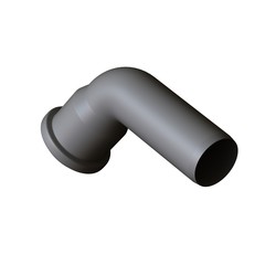 Plastic sewer pipe grey on white background, isolated. 3D rendering of excellent quality in high resolution. It can be enlarged and used as a background or texture.