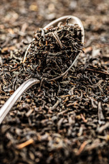 Dried black tea leaves.