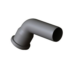 Plastic sewer pipe grey on white background, isolated. 3D rendering of excellent quality in high resolution. It can be enlarged and used as a background or texture.