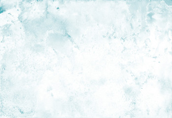 Watercolor background with light blue splashes for artistic banner, template postcard design. Abstract water in trendy minimal style with tender blue ombre painting. Watercolour vintage texture. © Design Couple