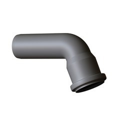 Plastic sewer pipe grey on white background, isolated. 3D rendering of excellent quality in high resolution. It can be enlarged and used as a background or texture.