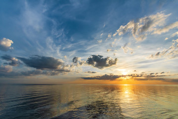 Sunset on Lake Peipsi. Pskov region. Russia