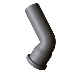 Plastic sewer pipe grey on white background, isolated. 3D rendering of excellent quality in high resolution. It can be enlarged and used as a background or texture.