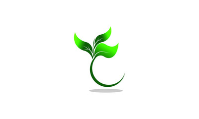 Green eco leaves logo vector illustration