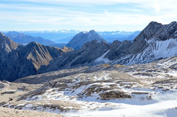 Winter in the mountains with first snow