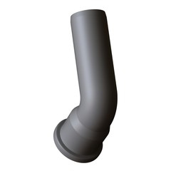 Plastic sewer pipe grey on white background, isolated. 3D rendering of excellent quality in high resolution. It can be enlarged and used as a background or texture.