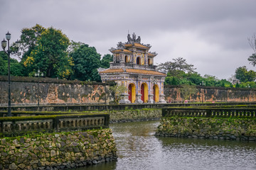 Fototapeta na wymiar Water Canal and Architecture in Hue, Vietnam