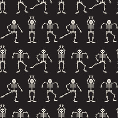 Fototapeta na wymiar Dancing Skeletons Seamless Pattern