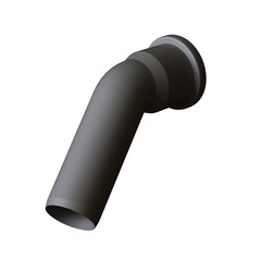 Plastic sewer pipe grey on white background, isolated. 3D rendering of excellent quality in high resolution. It can be enlarged and used as a background or texture.