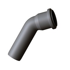Plastic sewer pipe grey on white background, isolated. 3D rendering of excellent quality in high resolution. It can be enlarged and used as a background or texture.