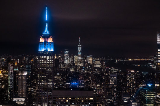 New York, New York, USA night skyline, view from the Empire State building in Manhattan, night skyline of New York. photography