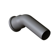 Plastic sewer pipe grey on white background, isolated. 3D rendering of excellent quality in high resolution. It can be enlarged and used as a background or texture.