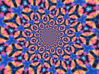 Colorful digital graphic kaleidoscope symmetry mandala style in laser light trial pattern, Tie Dye , spiderweb art background for art projects, banner, business, card,  template