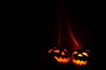 halloween pumpkin jack-o-lantern on black background