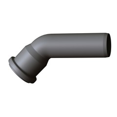 Plastic sewer pipe grey on white background, isolated. 3D rendering of excellent quality in high resolution. It can be enlarged and used as a background or texture.