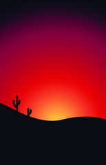 Fototapeta na wymiar desert with cactus scenery wallpaper vector design
