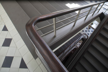 Grey staircase in modern building.