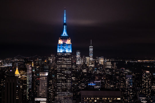 Fototapeta New York, New York, USA night skyline, view from the Empire State building in Manhattan, night skyline of New York. photography