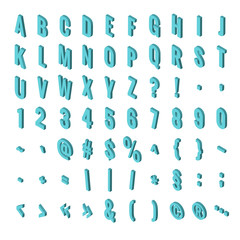 Isometric font alphabet isolated on the background. Isometric abc. Letters, numbers and symbols. Three-Dimensional stock typography for headlines, posters etc