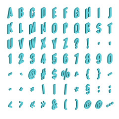 Isometric font alphabet isolated on the background. Isometric abc. Letters, numbers and symbols. Three-Dimensional stock typography for headlines, posters etc