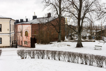 Helsinki, Finland. Walls and fortifications of the fortress island of Suomenlinna. A World Heritage Site since 1991