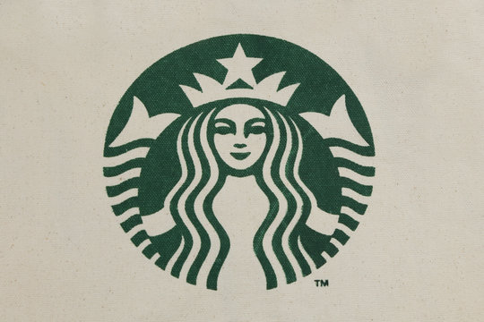 BANGKOK, THAILAND -FEBRUARY 20: The Starbucks Coffee logo on canvas on February 20