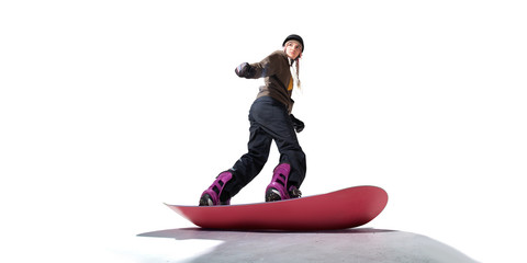 Snowboarding isolated on white.