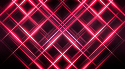 Dark abstract futuristic background. Neon lines, glow. Neon lines, shapes. Pink and blue glow. 