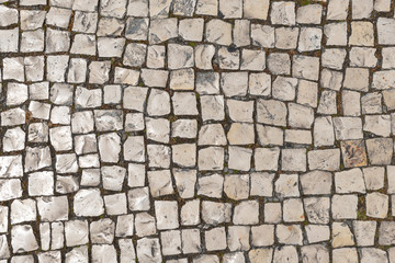 Road stone background texture, street tile texture top view