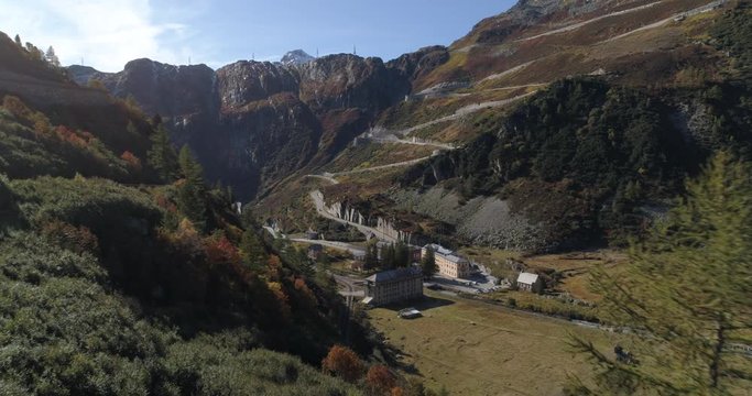 Gletsch long approach - Aerial 4K