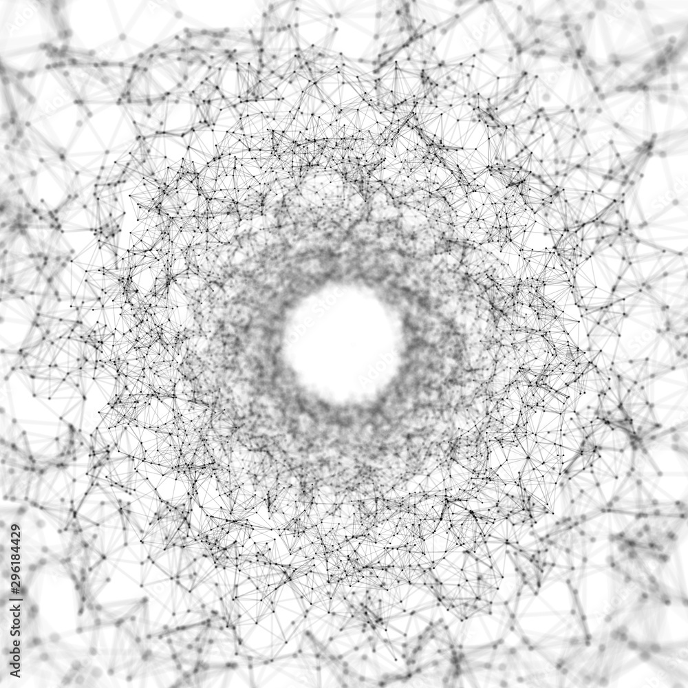 Poster abstract frame tunnel. wormhole. 3d corridor grid.
