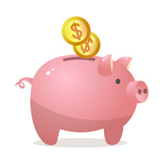 Pink piggy bank for money coins keeping vector illustration