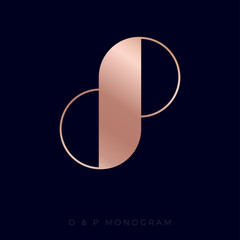 DP monogram. D and P letters logo. Gold monogram isolated, on dark background.