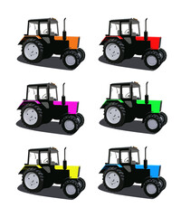 tractor different color set vector