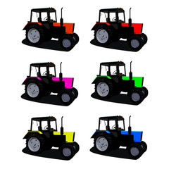 tractor different color set vector