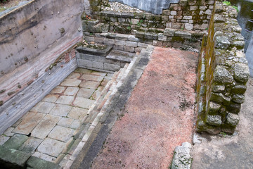 Ruins of the Roman baths in the city of Ourense. Galicia, Spain.